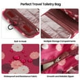 thumbnail image 3 of AVOXEZOR Portable Travel Toiletry Bag Travel Home Organizer Carry Cosmetic Makeup Bag, Wash Organizer Storage Handbag Pouch Bag, Burgundy Flower, 3 of 7