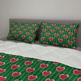thumbnail image 2 of Hearts Comforter & Sham Bedding Set, Love in Watermelon Pattern with Fruit Design, 3 pcs Duvet Set Microfiber Filling Quilt, 5 Sizes, Apple Green Dark Coral, by Ambesonne, 2 of 4
