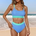 thumbnail image 2 of Youyipin womens swimsuits 2 piece High Waisted Tummy Control Ribbed Bikini Crop Top Brazilian Swimsuit Set swim suits for women 2025, 2 of 7