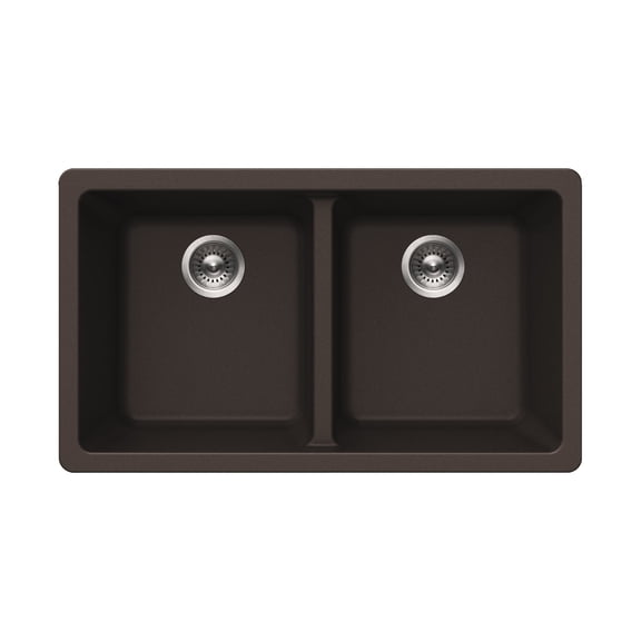 Houzer Quartztone 31 inch Mocha Granite Composite Undermount 50/50 Double Bowl Kitchen Sink - M-300U MOCHA