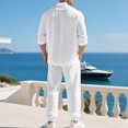 thumbnail image 4 of Men's Casual Two Piece Set Long Sleeve Button Henley Top and Drawstring Pants Lightweight Tracksuit Outfit, 4 of 5