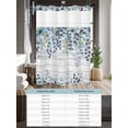 thumbnail image 6 of No Hook Cloth Fabric Shower Curtain with Snap in Liner, Blue Eucalyptus Leaves Waterproof Shower Curtains Set with See Through Top Window, Summer Botanical Wooden Weeping Bath Curtains Shower 48"x72", 6 of 6