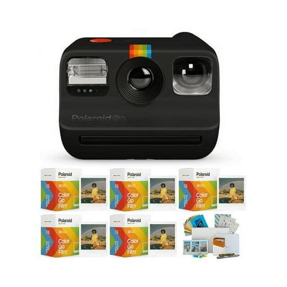 Polaroid Go Instant Camera (Black) with 5 Double Packs and Everything PhotoBox