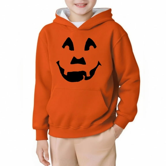 Gunia Pumpkin Toddler Halloween Sweatshirt For Boys Girls Hooded Sweatshirt Long Sleeve Pullover Cozy Warm Casual Outerwear For Youth Big Party Fall Winter Tops Clothes Orange 3-4 Years