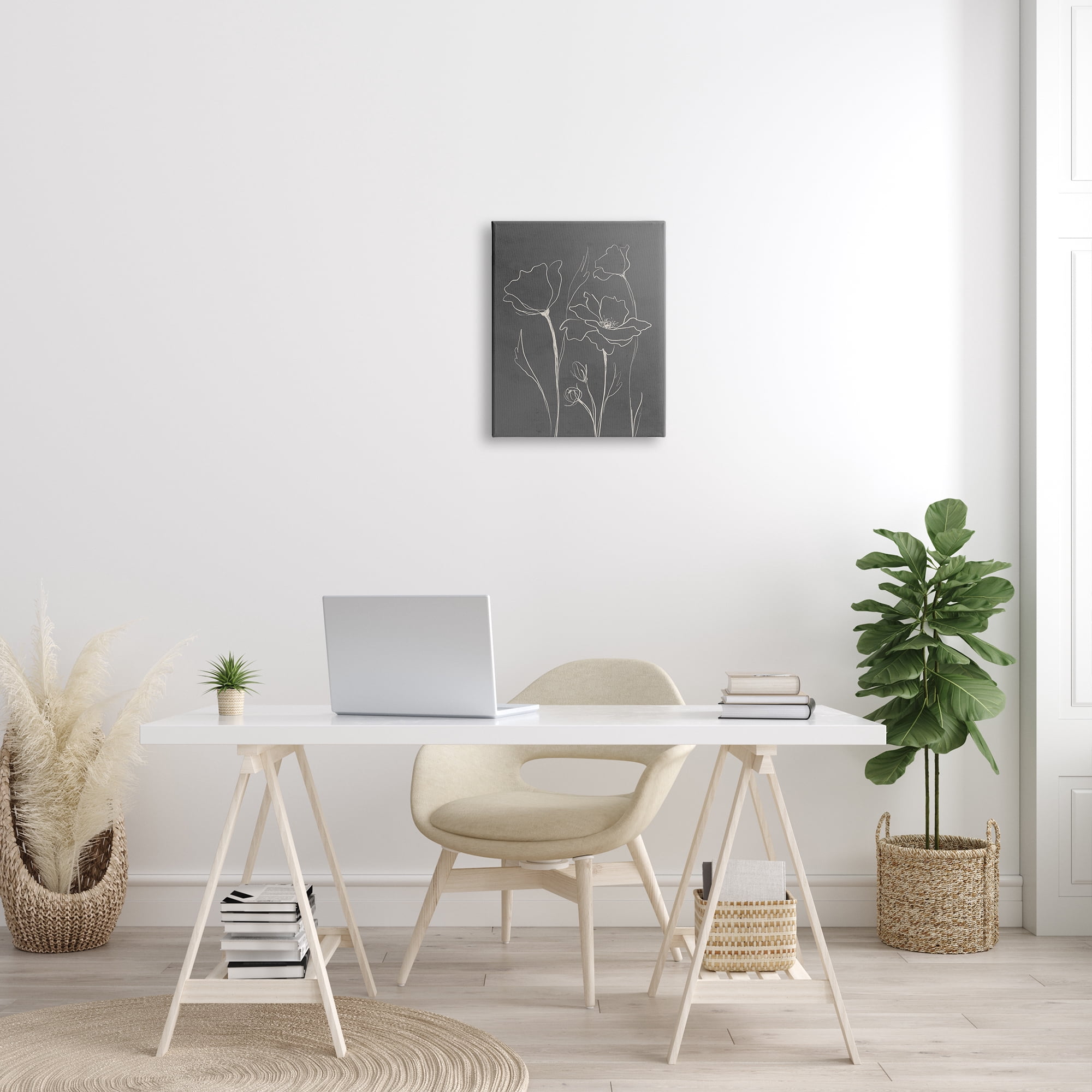 Stupell Industries Blooming Flower Buds Casual Grey Line Doodle Graphic Art Gallery Wrapped Canvas Print Wall Art, Design by Elizabeth Medley