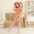 thumbnail image 3 of FORMRS Niños Bathrobe Unisex Hooded Robe Soft Plush Pajamas Sleepwear, Size 7-9T, Pink Flowers, 3 of 7