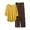 F214 Yellow, variant on Likimi Womens Two Piece Set Sets Solid Color 3/4 Sleeve V Neck Tops Elastic Waist Wide Leg Pants Summer Comfortable Outfit Set Brick Red Size L