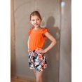 thumbnail image 6 of Arshiner Girls 2 Piece Summer Outfits Ruffle Short Sleeve Shirts Top and High Waist Paper Bag Shorts Set with Pockets, 6 of 6