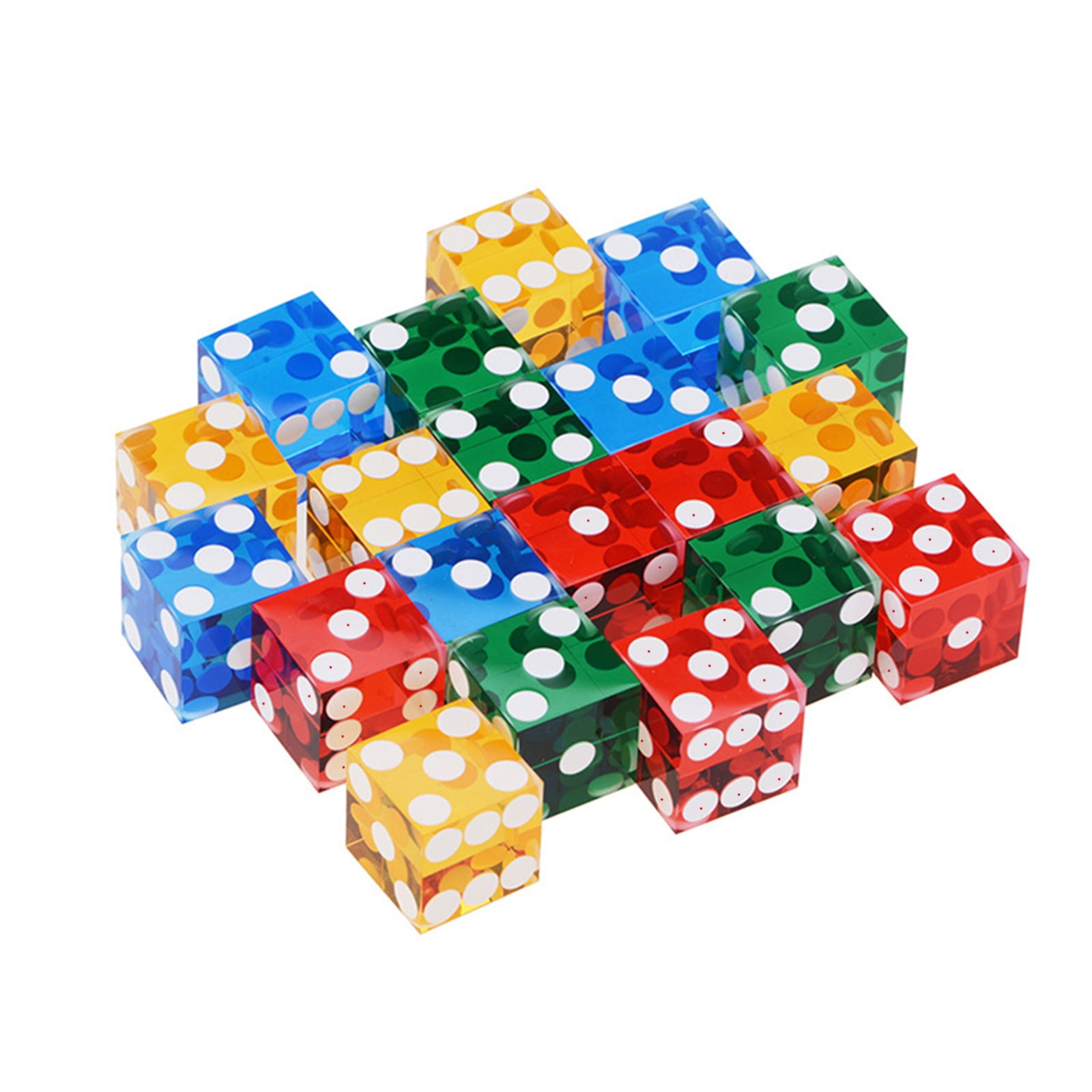 Set of 5 Acrylic Transparent six Sided D6 Casino for Sharp Straight Corners Precision Dice 19mm