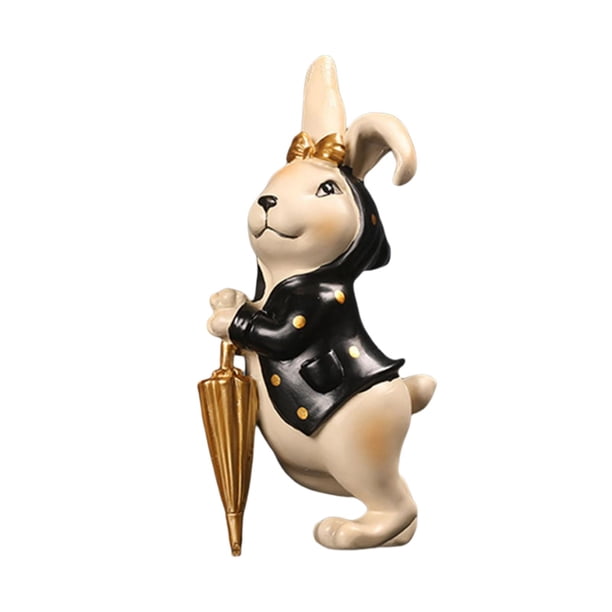 Adornos de escritorio moderno lindo resina luz lujo para boda hogar pareja Zulema Estatua de escritorio de conejo