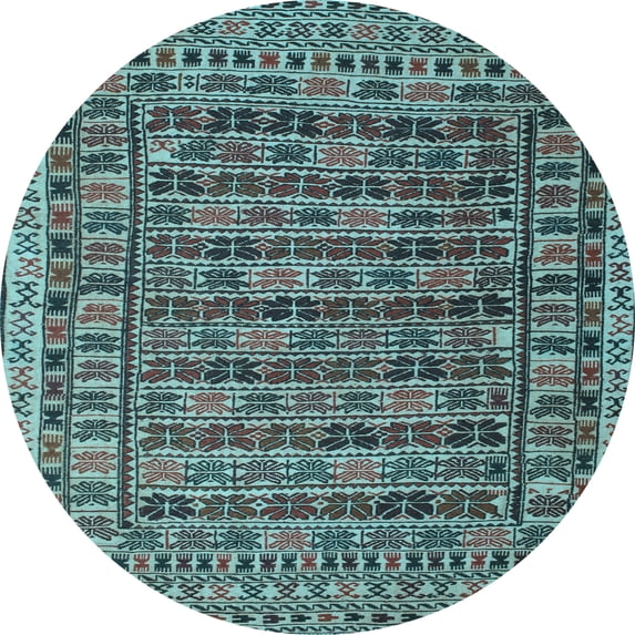 Ahgly Company Indoor Round Persian Light Blue Traditional Area Rugs, 3' Round