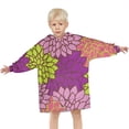 thumbnail image 3 of Pink Floral and Petal Pattern Blanket Hoodies for Kids 6-13YR Oversize Wearable Blanket Hoodies for Boys Girls Teens, 3 of 7