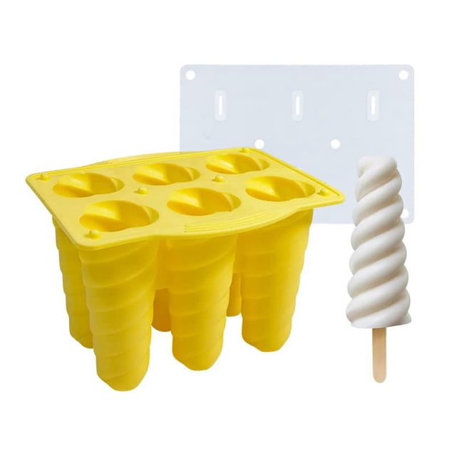 2 moldes de silicona para paletas de helado caseros para niños, de grado alimenticio, fáciles de limpiar, amarillos
