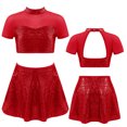 thumbnail image 1 of Hansber Robe de Danse Jazz Lyrique à Sequins pour Filles 2 Pcs Crop Top Contemporain Dos Ouvert avec Jupe Rouge 8, 1 of 6
