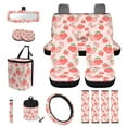 thumbnail image 6 of Jeiento Pink Strawberry Car Seat Cover Full Set with 15inch Steering Wheel Cover,Car Trash Can,Seat Belts,Cup Holders,Rearview Mirror Cover,Air Vent Pocket,Keychain 15 Pcs, 6 of 6