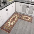 thumbnail image 3 of 2 Piece Bohemian Brown Floral Carpet Rug Kitchen Rug Set, Decor Kitchen Rugs, Absorbent Non-Slip Washable Floor Mats, Home Indoor Runner Rugs 17"x47"+17"x30", 3 of 7