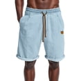 thumbnail image 2 of Men Workout Shorts Spring Summer Tethered Color Matching 5 Point Sports Casual Shorts Pants Running Shorts Light Blue M, 2 of 4