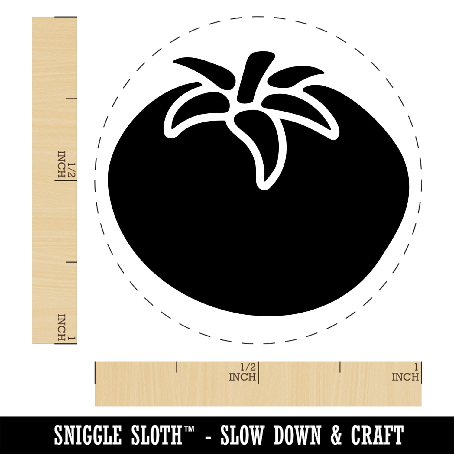 Tomato Garden Fruit Self-Inking Rubber Stamp Ink Stamper - Yellow Ink - Medium 1 Inch