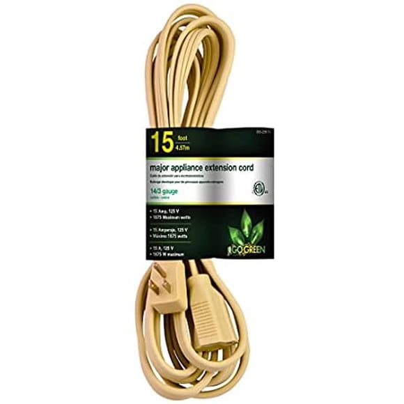 Perfpower Go Green 14/3 Appliance Cord, 15-Feet