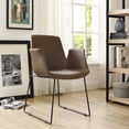 thumbnail image 4 of Modern Contemporary Dining Leather Armchair, Brown, Vinyl Leather, 4 of 4