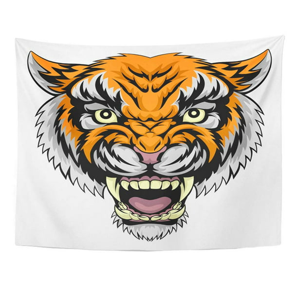 REFRED Cat Mean Powerful Tiger Face Big Drawing Tatoo Tattoo Anger Angry  Beast Wall Art Hanging Tapestry Home Decor for Living Room Bedroom Dorm  60x80 inch 