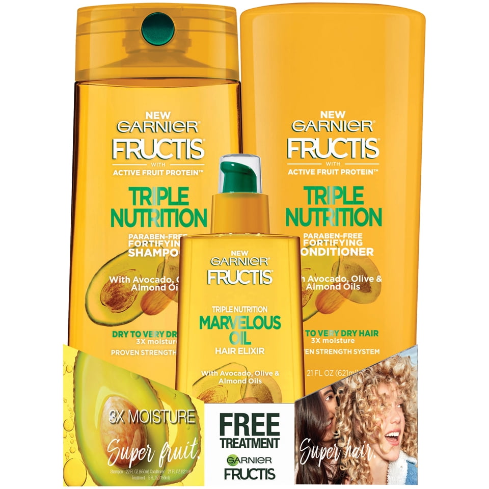 Garnier Fructis Triple Nutrition Shampoo & Conditioner Set with Bonus