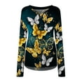 thumbnail image 4 of Mikilon Chemise à Manches Longues Col en V pour Femmes avec Motif Papillon, 4 of 6