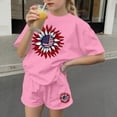 thumbnail image 5 of SGFCWSX Girls 2 Piece Outfits Kids 4th of July Casual Summer Oversized Short Sleeve T Shirt Graphic Print Elastic Waist Shorts Daily Wear Pink Size 11-12 Years, 5 of 6