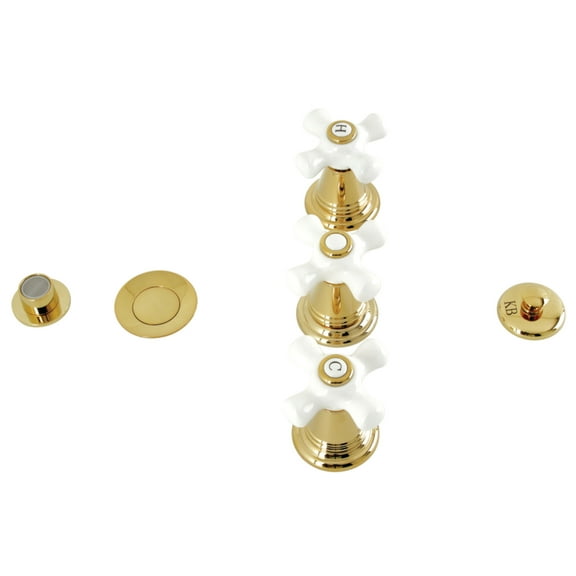 Kingston Brass KB322PX Victorian Three-Handle Bidet Faucet with Brass Pop-Up, Polished Brass