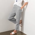 thumbnail image 5 of WULMLEO Womens Linen Pants Elastic Waist Straight Leg Petite Beach Pant Summer Lightweight Casual Lounge Trousers Black S, 5 of 5