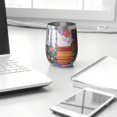 thumbnail image 3 of 12oz Stemless Wine Tumblers Pioneer Flower Floral Print Pattern Vacuum Insulated Stainless Steel Travel Tumbler Cups Mug with Lid and Straw for Champaign,Cocktail,Beer with Cleaning Brush, 3 of 5
