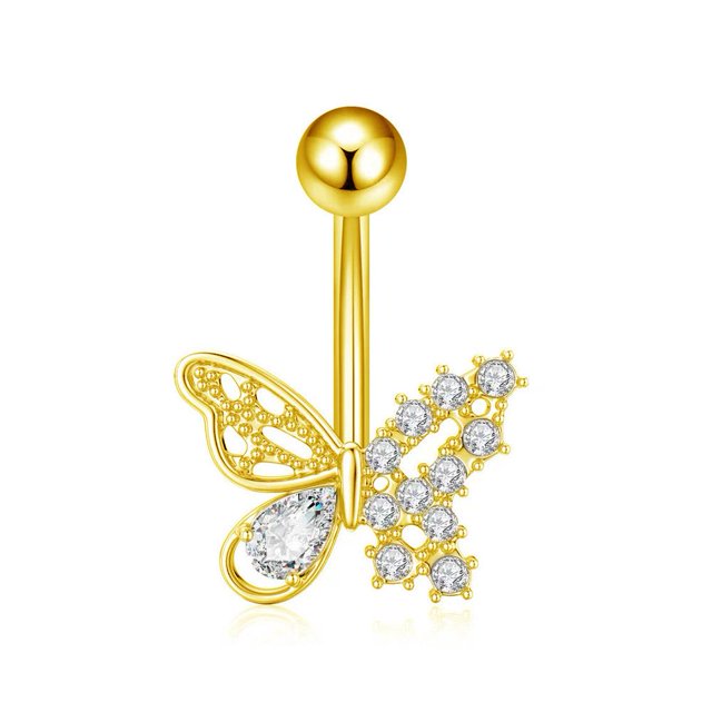 Wmool Ongles de Nombril Papillon Six Griffes Zircon Anneauaccessoire de Perforation
