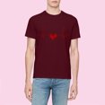 thumbnail image 2 of Camiseta con estampado de cardiograma de amor de color sólido de manga corta informal para el día de San Valentín Pompotops oipoqjl4196, 2 of 6