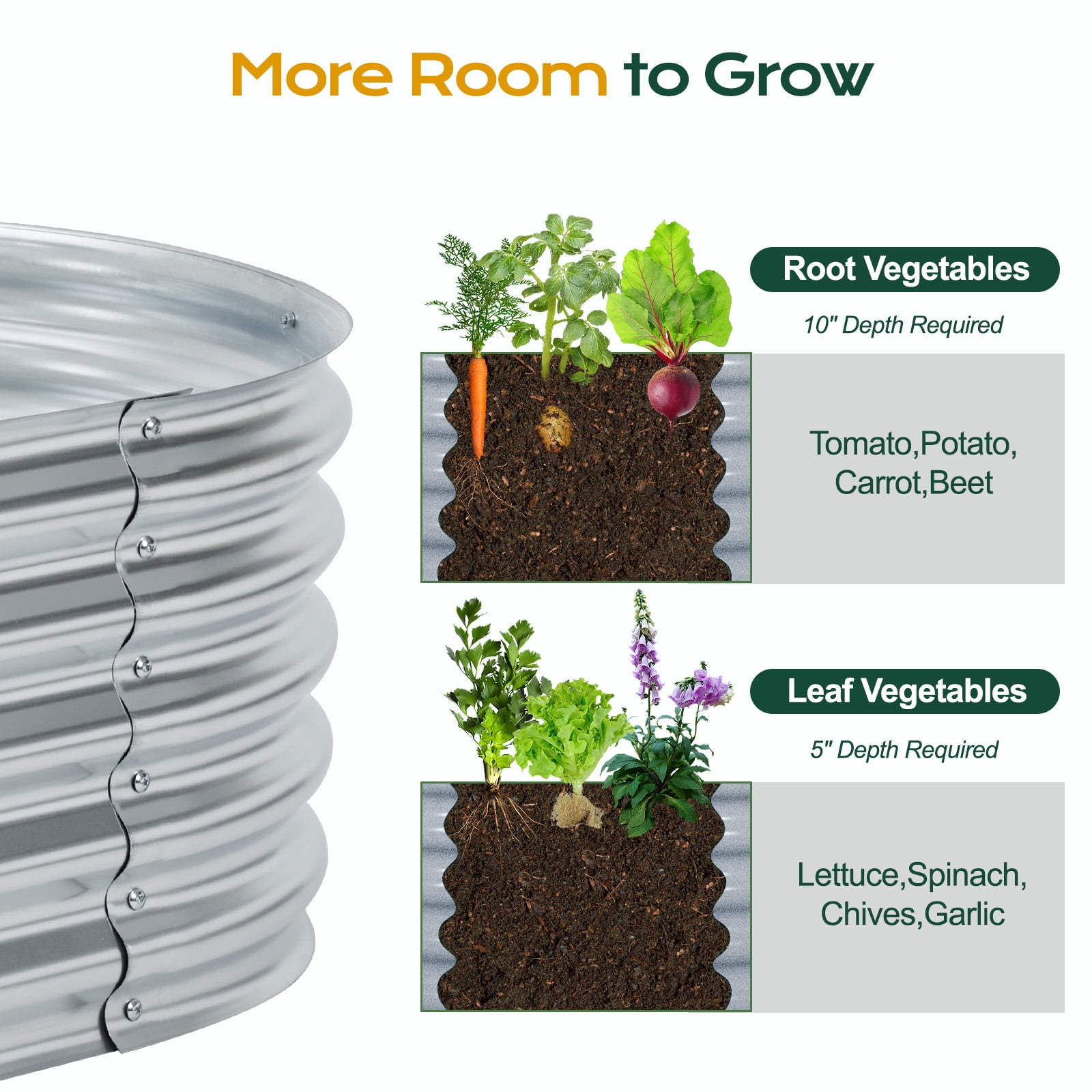 Aoodor Galvanized Raised Garden Bed Kit, 7x2x1 Ft, Oval Planter Box for Vegetables, Flowers, and Herbs, Outdoor Use, Silver