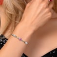 thumbnail image 5 of Gem Stone King 925 Silver and 10K Yellow Gold Pink Moissanite and White Moissanite and White Lab Grown Diamond Bracelet for Women | 2.35 Cttw | Gemstone | Cushion 6MM | Fully Adjustable 9 inch, 5 of 6