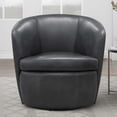 thumbnail image 3 of Pemberly Row Vintage Slate All Italian Leather Swivel Club Chair, 3 of 9