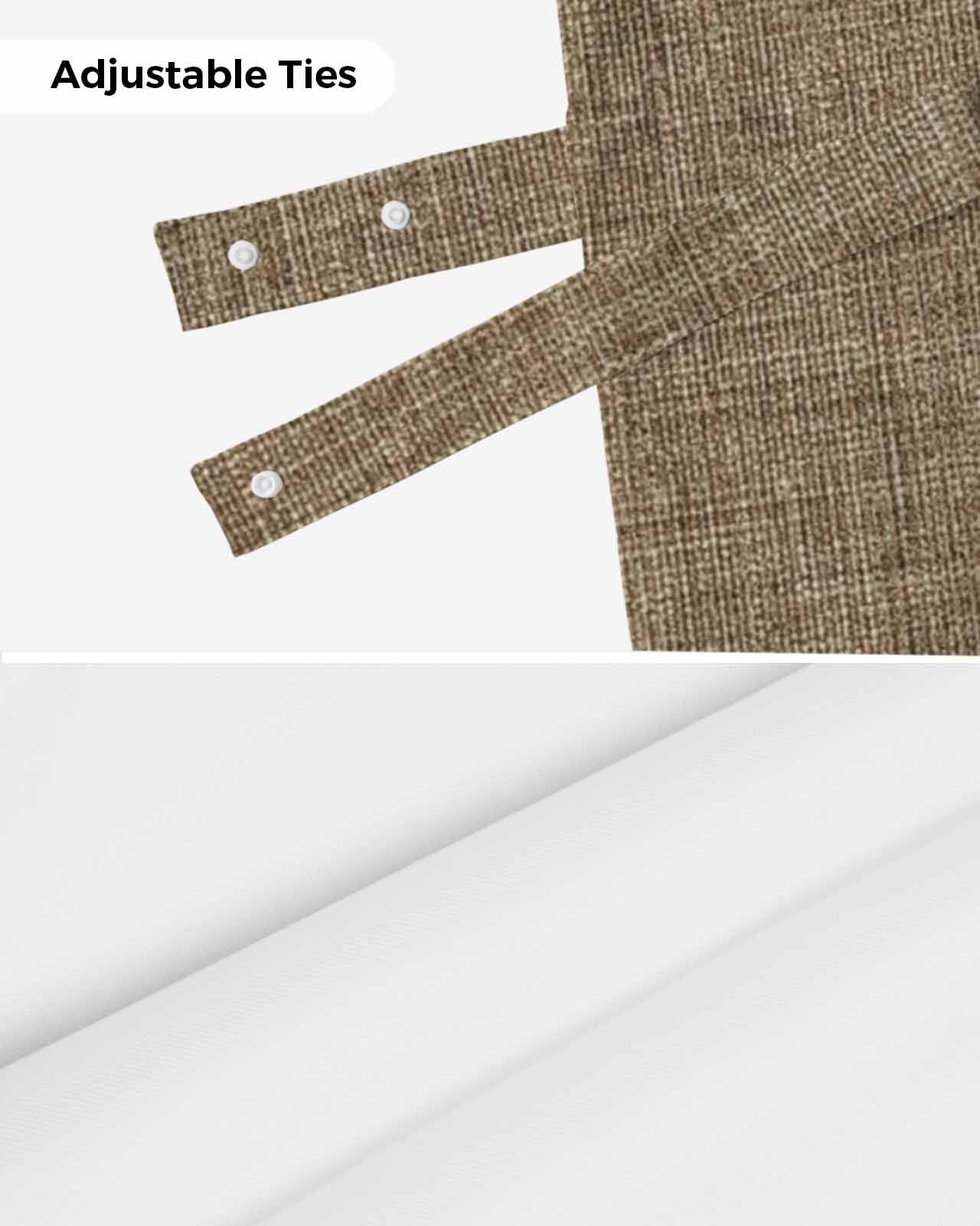 Tie Up Valance Curtain for Kitchen,Farmhouse Brown Rod Pocket Short Curtains Adjustable Tie-Up Shade Valances,Vintage Linen Window Treatment for Bathroom Living Room Bedroom