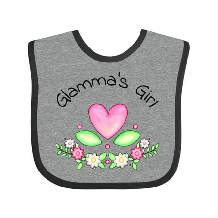 

Inktastic Glamma s Girl- Heart Flowers Gift Baby Girl Bib