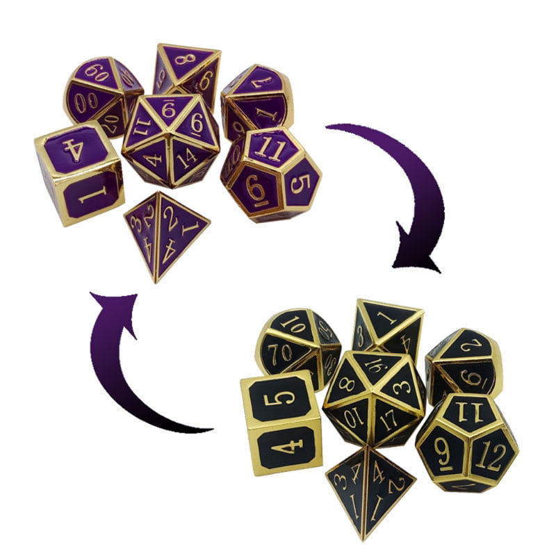 Polyedrische Metallwürfel Spiel Polyhedral Dice für Dungeons und Dragons 7 stk 