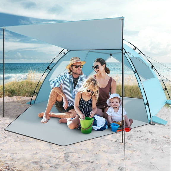 Aship Beach Tent, Spacious 4-5 Person Sun Shelter with Canopy, 360° Air Circulation UPF 50  UV Protection Waterproof Portable Lightweight Tent for Beach