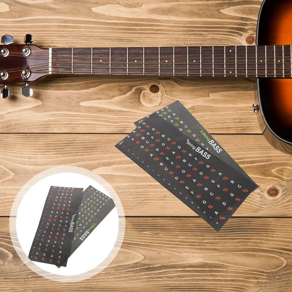 KAKOWELY 2Pcs Guitar Fretboard Stickers Note Decals for Beginners Rectangular Paper Learning Aid