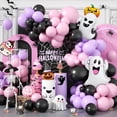 thumbnail image 1 of Juego de guirnaldas en forma de arco con forma de globo para Halloween Sowide, color negro y rosa, 1 of 7