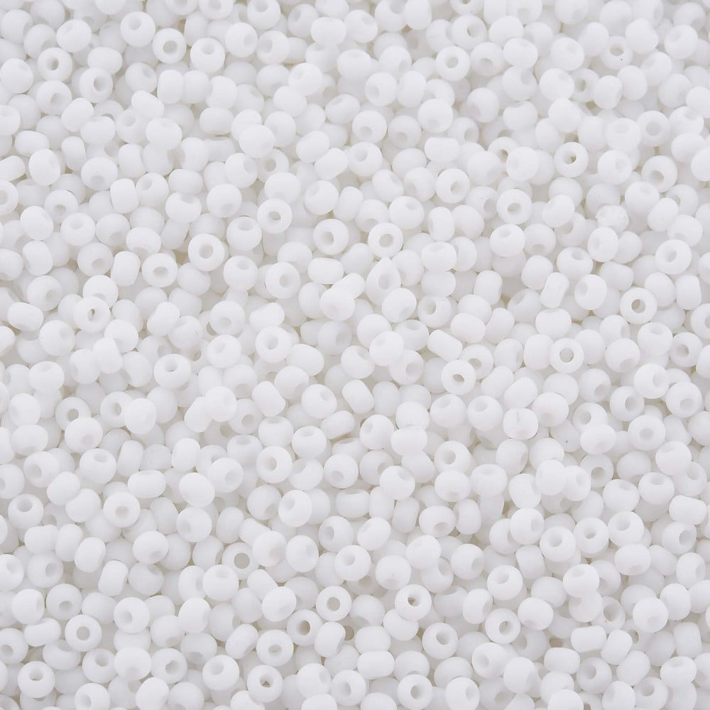 13/0 Glass Seed Beads Macaron Color Round Hole Round White 13/0 2~2.3x1.5mm Hole: 0.8mm about 450g/bag
