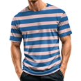 thumbnail image 3 of Mfakffe Men T Shirts Crewneck Striped T-Shirt Soft Elastic Tees Summer Beach Casual Tops, 3 of 5