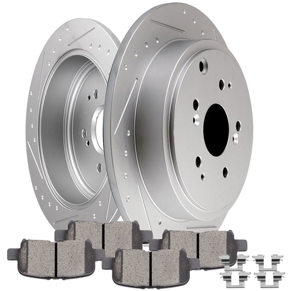 CCIYU Rear Premium Brake Rotors + Ceramic Brake Pads with clip fit for 2001-2006 for Acura MDX, 2003-2008 for Honda Pilot