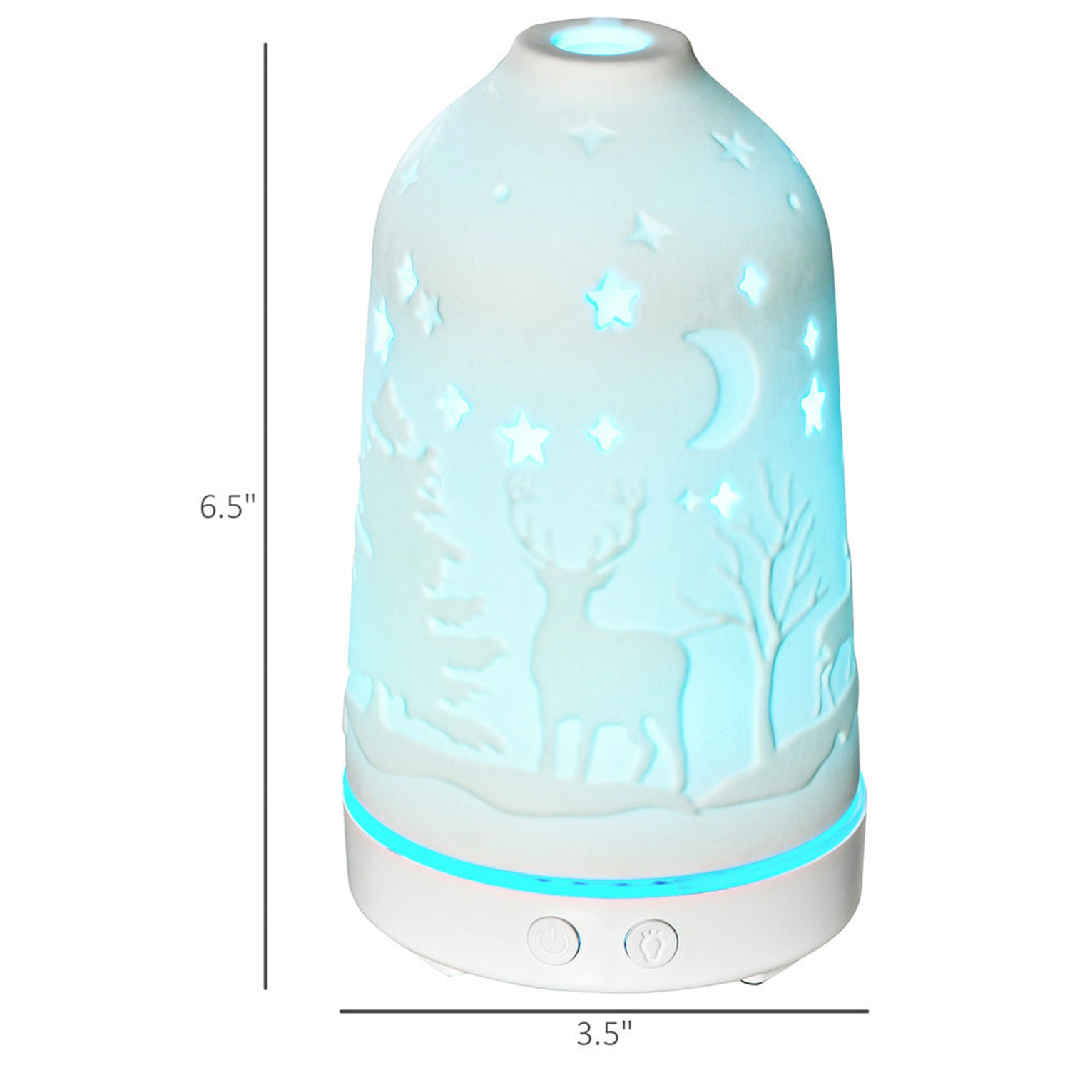 Hommoo Decorations,100ml Ultrasonic Aromatherapy Diffuser, Essential Oils Humidifier with Ceramic Cover, 7 Colors LED Lights, White