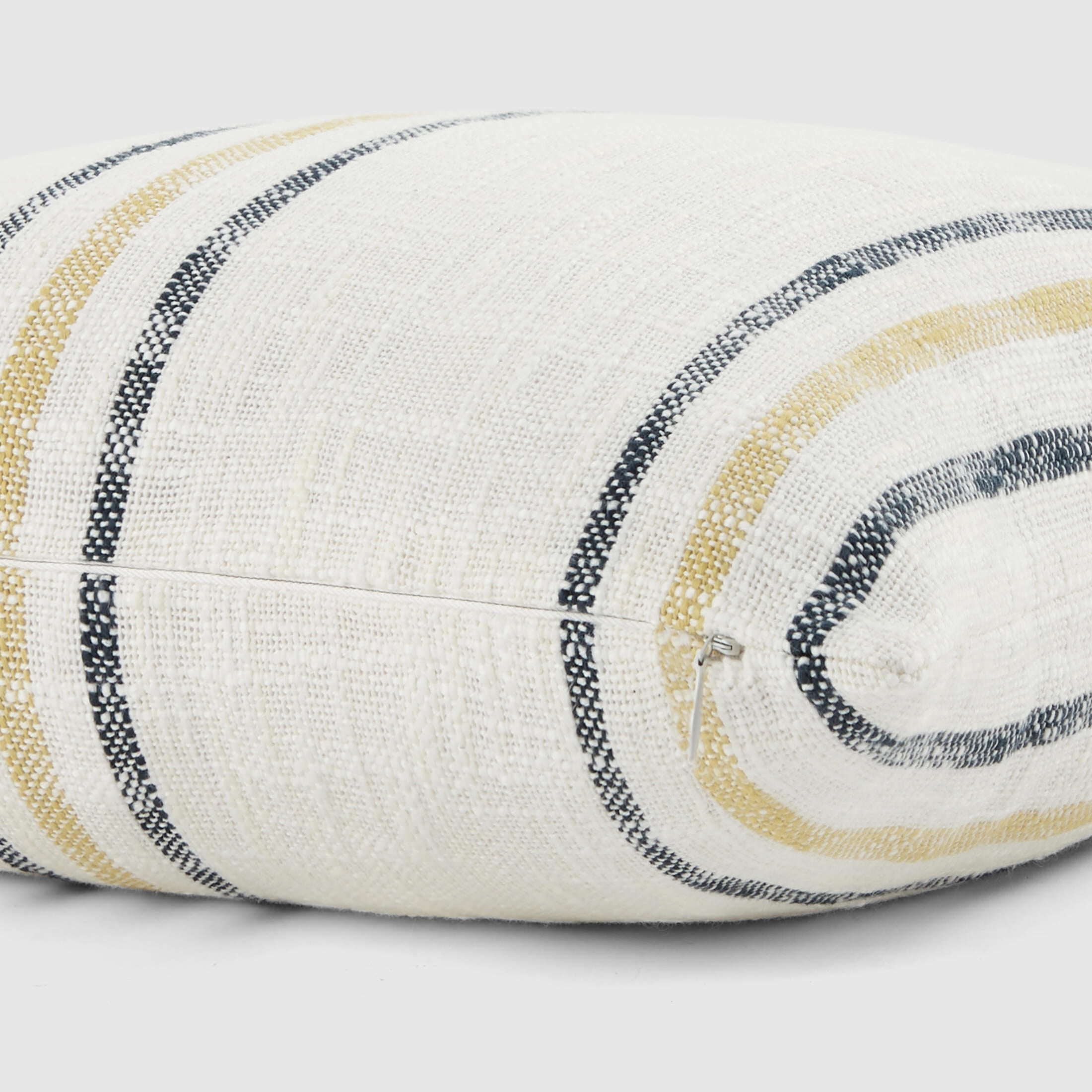Cotton Slub Textured Throw Pillow in Framed Farmhouse Stripe by Comfort Canopy