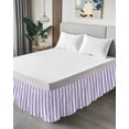 thumbnail image 4 of Purple White Striped Bed Skirt Rectangular Geometric Bed Skirts Queen Size 16 Inch Drop, Wrap Around Dust Ruffle&nbsp;Bedskirt with Adjustable Elastic Belt for Queen Size Beds, 4 of 7