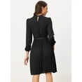 thumbnail image 4 of Unique Bargains Women's Work Shirt Dress Long Sleeve Pleated Midi Dresses XL Black, 4 of 6