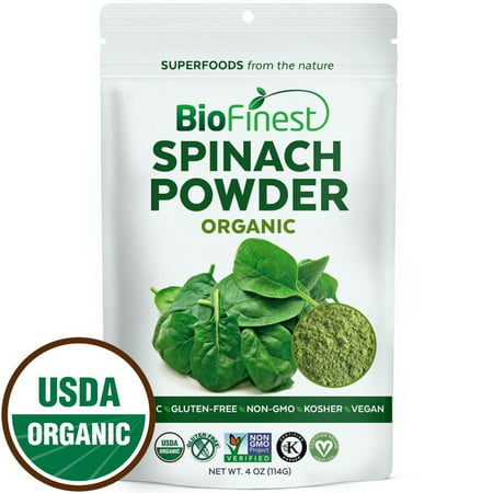 Biofinest Spinach Powder - 100% Pure Freeze-Dried Antioxidants Superfood - USDA Certified Organic Kosher Vegan Raw Non-GMO - Boost Digestion Detox Immune System - For Smoothie Beverage Blend (4